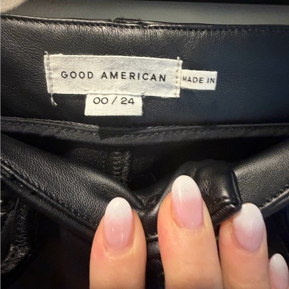 Good American Better Than Leather Good Icon Straight Leg Pants Size 24 - Picture 4 of 9